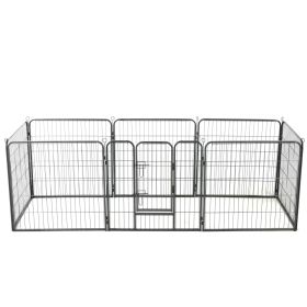 Dog Playpen 8 Panels Steel 31.5"x31.5" Black