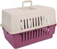 Plastic Cat & Dog Carrier Cage with Chrome Door Portable Pet Box Airline Approved, Medium, red