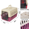 Plastic Cat & Dog Carrier Cage with Chrome Door Portable Pet Box Airline Approved, Medium, red