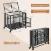 Foldable Heavy-Duty Metal Dog Cage Chew-proof Dog Crate with Lockable Universal Wheels