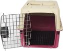 Plastic Cat & Dog Carrier Cage with Chrome Door Portable Pet Box Airline Approved, Medium, red