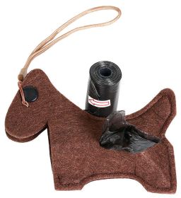 Pet Life Fleece Dog Shaped Travel Waste Bag Dispenser with 2 Rolls (Color: brown)