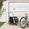 Pet Bike Trailer Gray and Black Oxford Fabric and Iron