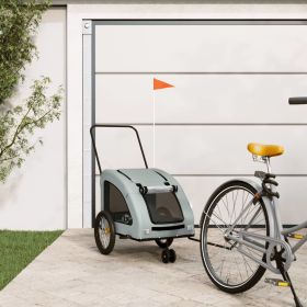 Pet Bike Trailer Gray Oxford Fabric and Iron (Color: Gray)