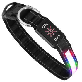 Light Up Dog Collar LED Dog Collar Safety Night Glowing Dog Collar with 9 Light Colors IPX7 Waterproof USB Rechargeable (size: l)